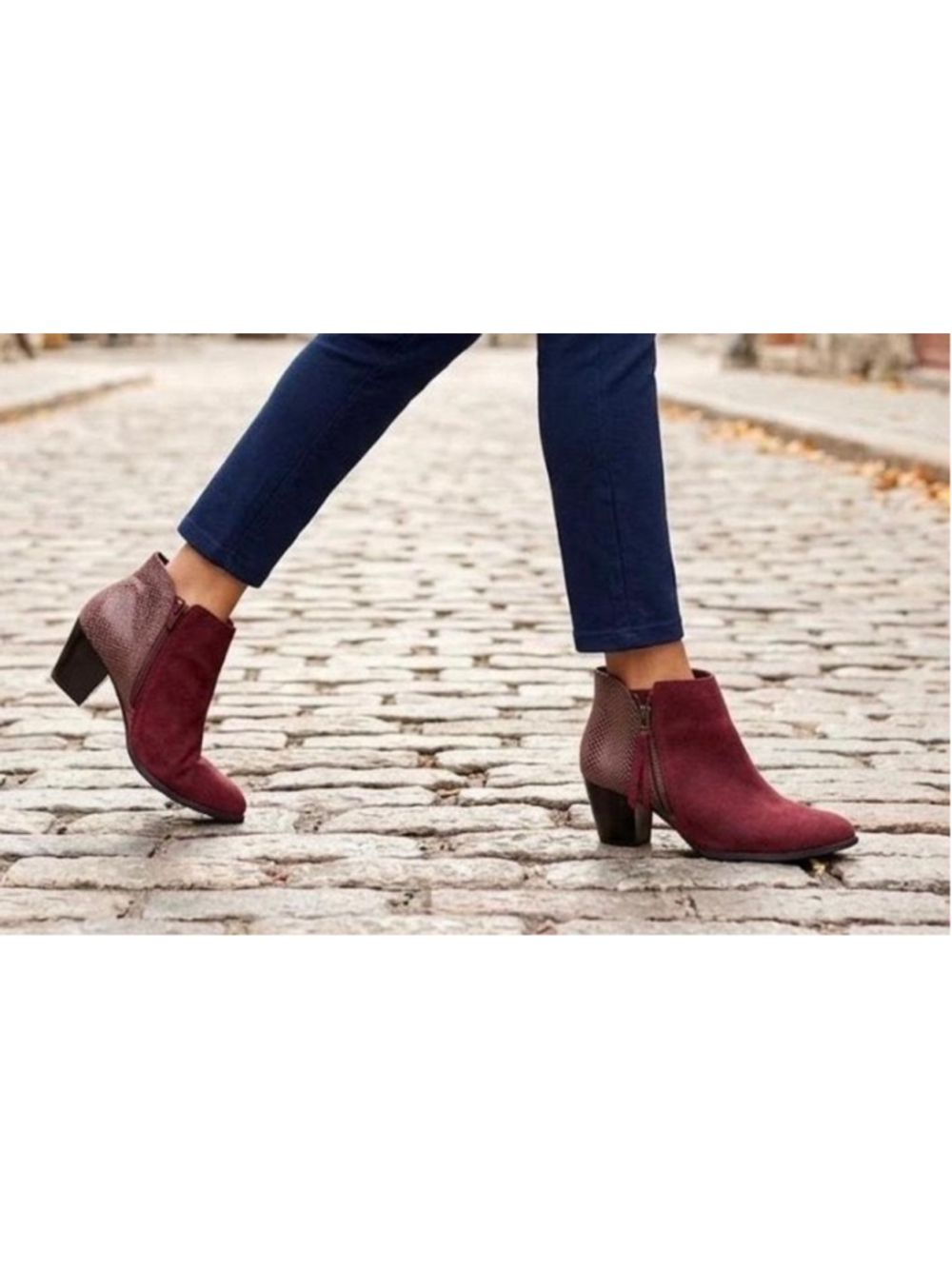 Women's Vionic Ankle Booties Burgundy and Brown Suede Leather 9